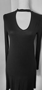 Express black long sleeve keyhole chest midi dress